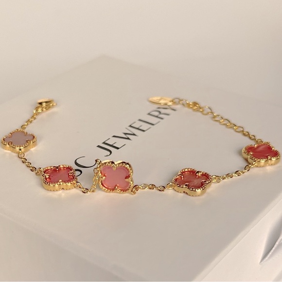 Petite Clover Pink Mother of Pearl 14k Gold Filled - Picture 2 of 11